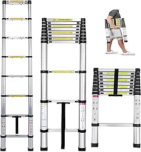 Telescoping Ladder 8.5FT Aluminum, Heavy Duty Collapsible Extension ladders, Portable Lightweight Compact Folding Ladder for Home Outdoor DIY RV Attic - Amazon.com