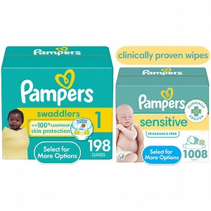 Pampers Swaddlers/Sensitive Wipes Bundles Size 1
