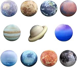 Inflatable Space Planets Solar System Set- 8 Planets +Pluto+Sun and Moon-11 Pieces, Astronomy for Education Galaxy Space Theme Party Decoration (11 Balloons, 40 inches)