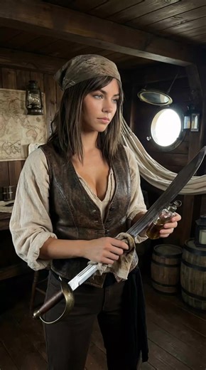 When alone, our captain would sometimes show signs of apprehension... Still, she knew we were ready for what was coming. #pirate #pirateslife #captainelisa