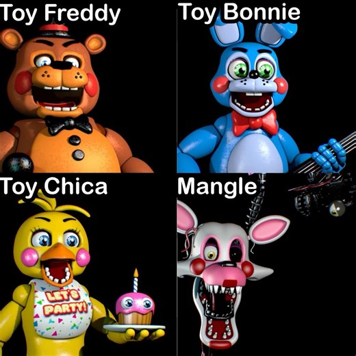 FNaF 2 Jaw Tests - Toy Freddy VS Toy Bonnie VS Toy Chica VS Mangle