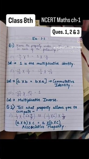 ncert maths class 8 chapter 1 excercise 1.1 Q.1,2 & 3!! #maths #class8maths #rationalnumbers