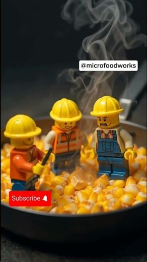 Popcorn Explosion in LEGO World ‪@MicroFoodWorks‬ #lego #foodminiature #funny