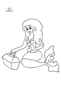 Coloring Page Mermaid and Chest ♥ Free Online