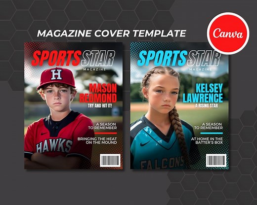 Sports Magazine Cover Template: Athlete Highlight, Canva (digital Download) - Etsy