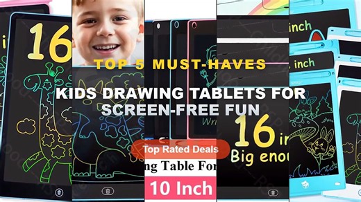 Amazing Kids Drawing Tablets For Screen-Free Fun You Need To See - 8.5/10/12/16 Inch Cartoon LCD Wri