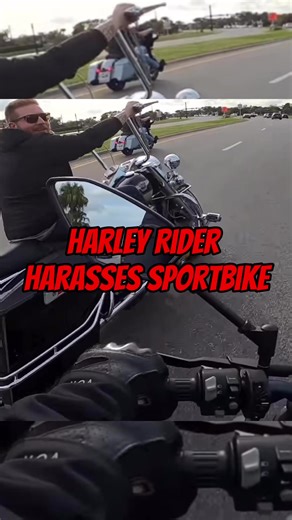 Drunk Harley Rider Harrases Sportbike | Footage Credit: Vincode17 on YT#fyp #foryou #motorcycle | r6.goon