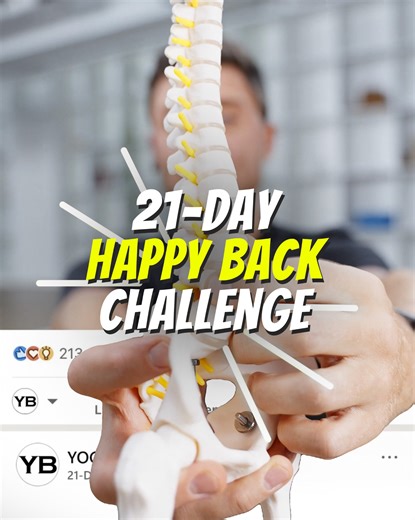 1.6M views · 625 reactions | Looking for a way to improve your back health? This 21 Day Challenge is designed to help you work on flexibility, strength, and balance all at the same time, so you can feel your best and stay healthy! Happy Back Benefits: ✔ Reduced Pain ✔ Improved Posture ✔ Renewed Joy for Sports ✔ Strengthened Muscles ✔ Boosted Flexibility ✔ Improved Quality of Life  Join the 21-Day Happy Back Challenge Now and Get Lifetime Access! | YOGABODY | Facebook