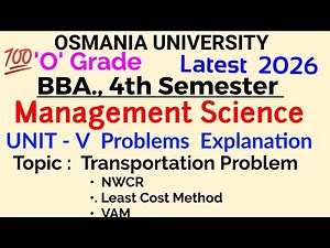 Management Science UNIT 5 Problems Explanation BBA 4th Semester Osmania University