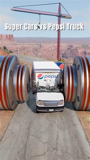 Super Cars vs Pepsi Truck! 💥 Which one Survives! 🔥 BeamNG #shorts