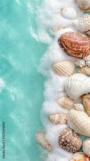 pastel beach seashell backgrounds, coastal shell collection flatlays, seashells on sandy beach shoreline, natural shell arrangement by ocean wave, tropical beach shells in soft pastel setting