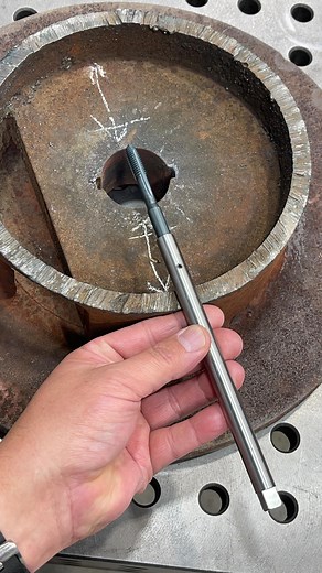 Adam Booth on Instagram: "Machining an 8” tap extension for a 3/8-16 tap. I have a job requiring two set screws holes to be drilled & tapped in a deep reach application and this is a simple solution. Extension machined from O2 drill rod. The holes will be opened up to 1/2” with about 1” left for the 3/8”-16 thread to secure the hub to the shaft. Cutting fluid: @anchorlube Drills & taps: @greenfield_cuts Milling machine: @kbctoolsandmachinery #abom79 #machineshop #manualmachining #manualmachinist