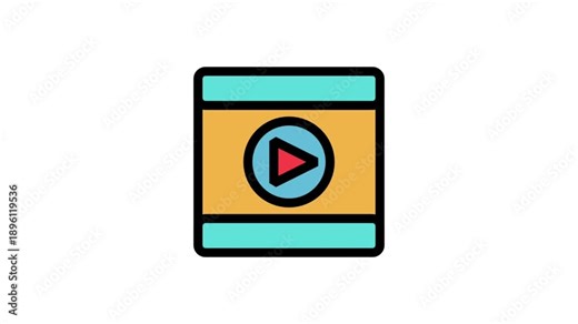Video File animation icon. Animated digital video file folder icon representing media storage, movie playback, and multimedia content management.