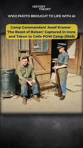 WW2 Photo Brought to Life: SS Officer Josef Kramer is Shackled By British forces at Belsen