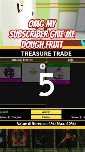 my subscriber give ame dough fruit in blox fruit 😎😎😎😎🎉👍 #bloxfruits #roblox