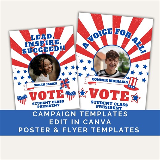Student Council Campaign Flyer Templates: Editable Voting Posters (canva) - Etsy