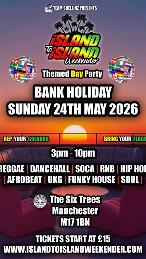 Fun times with the fam @tampooshampoo @troylondonuk_ in May last year at @island2islandweekender This year we doing it again #funtimes #islandtoisland #fyp #manchester Follow @island2islandweekender for more info Team Shellinz Presents @teamshellinzuk The Island to Island Themed Day Party 🗓 Bank Holiday Sunday 24th May 2026 📍The Six Trees Manchester M17 1BN 🕒 3pm - 10pm 👖👗DressCode: Rep Your Colours, Bring Your Flags 🔊| Reggae | Dancehall | Soca | Afrobeat | RnB | Hip Hop | UKG | More 🎧🎤