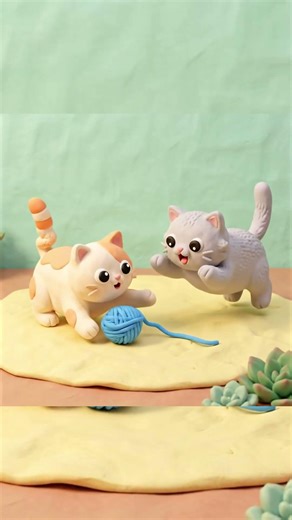 Super Cute Clay Cats! 🐾 Adorable Stop Motion Animation