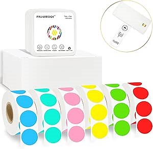 1 Inch Round Removable Thermal Sticker Labels, Color Dot Stickers, Waterproof Color Coding Sticker for Thermal Printers, Office, Retail, Home and Warehouse Organization(6 Color, 6000 Pcs)