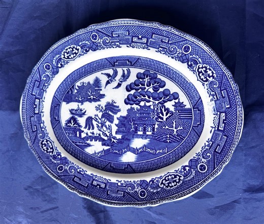Vintage Royal Venton Ware Willow Platter: Blue & White Oval Serving Dish (c1920s/1930s) - Etsy