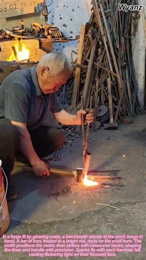 blacksmith vlog | forging red-hot iron into pitchfork