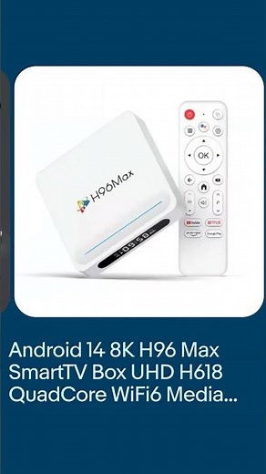 Android 14 8K H96 Max SmartTV Box UHD H618 QuadCore WiFi6 Media Player 128GB 5G
