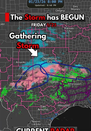 🧊 Freezing Rain, Sleet, and Snow have officially begun in Texas. ⚠️ This is the opening act of a MAJOR Winter Storm, with conditions set to rapidly deteriorate as the system strengthens and expands eastward. 🌍 This storm will expand to more than 2,000 miles wide, impacting dozens of states and tens of millions of people over the next 48–72 hours, with Heavy Snow, Crippling Ice, and Dangerous Cold spreading eastward each day. 🧊Ice will continue to build overnight, with Texas and Oklahoma first