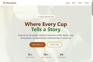 Cozy Coffee Shop Website Template: Responsive Single-page Design - Etsy Australia