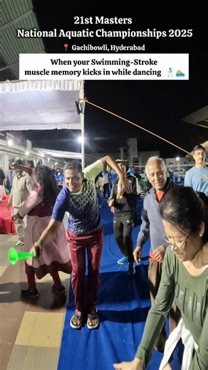 Swimming By Sanuj on Instagram: "When your Swimming-Stroke muscle memory kicks in while dancing 🏊🏻💙🕺🏻 . . . . . . . . #swimminglessons🏊 #swimming #swimmingfun #lovetoswim #swimmingtraining #swimmingtips #swimmerforlife #swimmingclasses #swimmingtime #swimmingcoaches #howtoswim #funny #21stmasters #mastersswimming"
