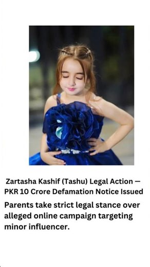 Zartasha Kashif (Tashu) have formally issued a legal notice against individuals allegedly involved