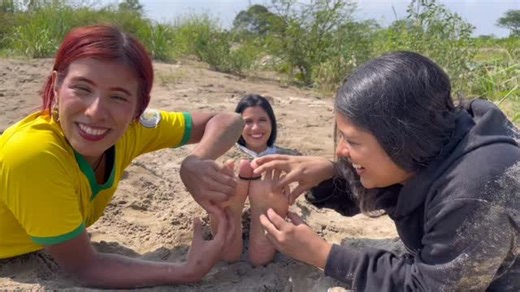 Stimulating Reflexology on Instagram: "Reflexology Project Episode 109! Preview! Four Hands Tickling! Sand Feet Tickling in Public! ⠀ The girlfriends came up with a very original way to tickle in this experiment on the beach, you will definitely be surprised, don’t miss it. Full video: https://www.StimulatingReflexology.com ⠀ #Tickling #Reactions #Pressurepoints #FeetTickling #TickleSeries #BeachTickling"