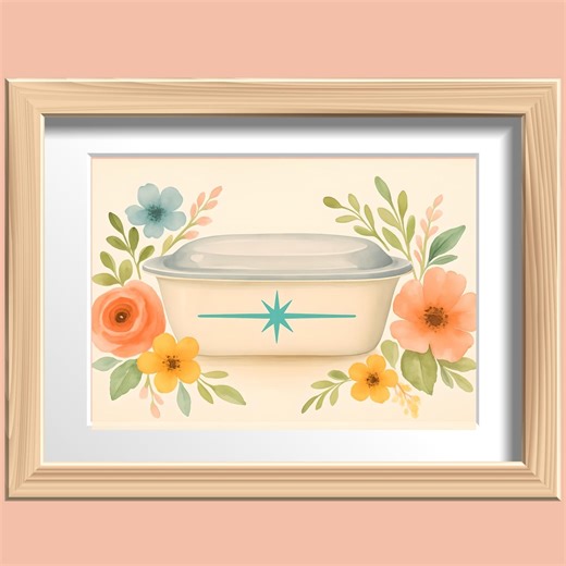 Vintage Pyrex Starburst Inspired PNG Clipart, Retro Pyrex Casserole, Bowl for Sublimation, Tshirt Designs, POD, Junk Journals and More - Etsy