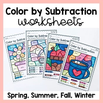 Color By Subtraction Within 20 Math Worksheet Bundle 2nd 3rd Grade Fast Finisher