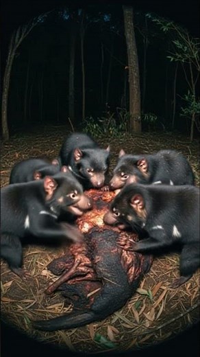 The Devil's Screech. The chaotic, noisy feeding ritual of the Tasmanian Devil. 👹 #NatGeo