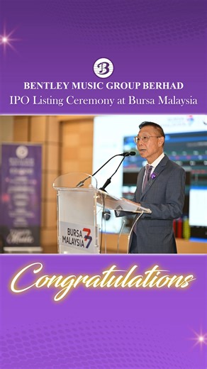The "Gong" has sounded! 🔔 Bentley Music Group is officially listed on Bursa Malaysia! 🚀 51 years of nurturing talent has led us to this incredible stage. We’re excited to use this momentum to bring our world-class showrooms to East Malaysia and beyond. Thank you for making us Malaysia’s home for music! 🎹🎸 #BentleyMusic #IPO #BursaMalaysia #MusicIndustry #BigNews | Bentley Music