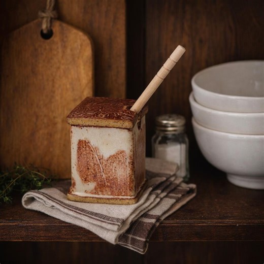 Vintage Handmade Stoneware Honey Jar With Lid • Signed Triple Swirl Pottery • Rustic Artisan Kitchen or Table Decor - Etsy