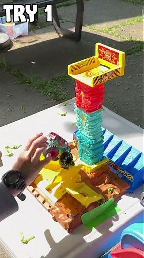 Hot Wheels Monster Truck CAR JUMP CHALLENGE - Monster Jam Hauler SMASHES INTO Magna-Tile Tower!