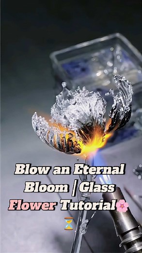 Blow an Eternal Bloom | Glass Flower Tutorial🌸 ⏳— Come to Our Workshop in London to DIY Glass Art📍 #Lampwork #GlassArt #craft #crafts #DIYArt