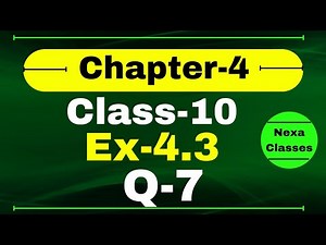 Ex 4.3 Q7 Class 10 Math (Quadratic Equation) | Q7 Ex 4.3 Class 10 Math | Class 10 Math's Ex 4.3 Q7