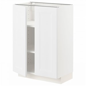 METOD base cabinet with shelves/2 doors, white/Axstad matt white, 60x37 cm  - IKEA Norway
