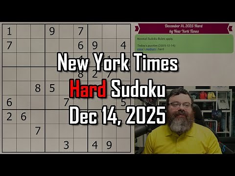 NYT Hard Sudoku Walkthrough | Dec 14, 2025