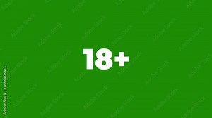Animation of 18 plus icon sign on white background. Warning symbol sign under 18. Only those over 18 are censored. Age eighteen and above. video 4k