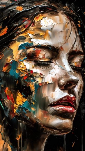 Beautiful Face Abstract Art: Painting Women with Hands