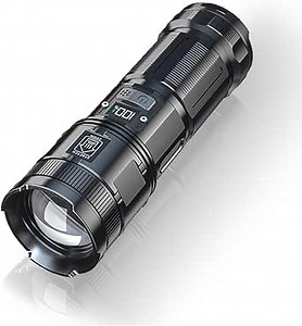 Flashlight High Lumens LED Rechargeable: Super Bright Tactical Zoomable Flash Light - Powerful Spotlight with COB Floodlight