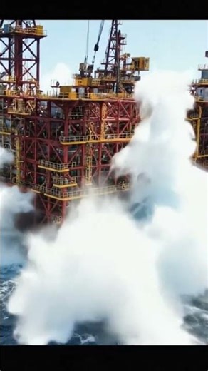 Chaotic multi-million dollar oil rig jacket launch! 🛢️🌊 #Engineering #Offshore