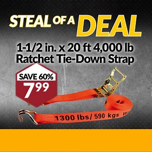 No need to spend lots of moolah for a good tie-down strap! This will secure the load on your trailer, and the savings in your pocket! Check it out here -https://prnc.es/3yZlnbl | Princess Auto