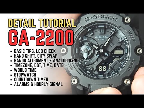 Casio G-Shock GA-2200 Detail Setting Tutorial: Time, Date, Sync, Timer, Alarms GA2200 Mod. 5674