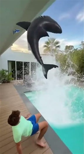 We Threw a Toy Shark in the Pool BIG MISTAKE 😱🦈 #funny #viralvideo #sora