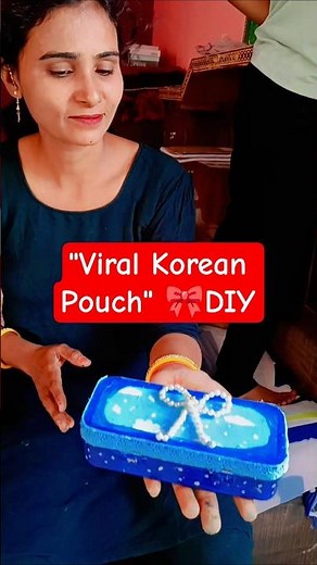 No-Sew Korean Pencil Case DIY ✏️ Homemade Aesthetic Stationery Pouch! 🎀 #KoreanStationery #shorts