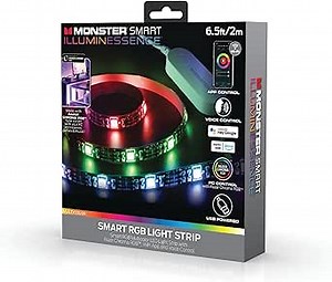 Monster LED Strip Short Wi-Fi Multi-Color LED Light Strip 6.5Ft, Smart App, Customizable Settings, Any Space, Voice-Control, Alexa, Google Assistant, Easy Installation